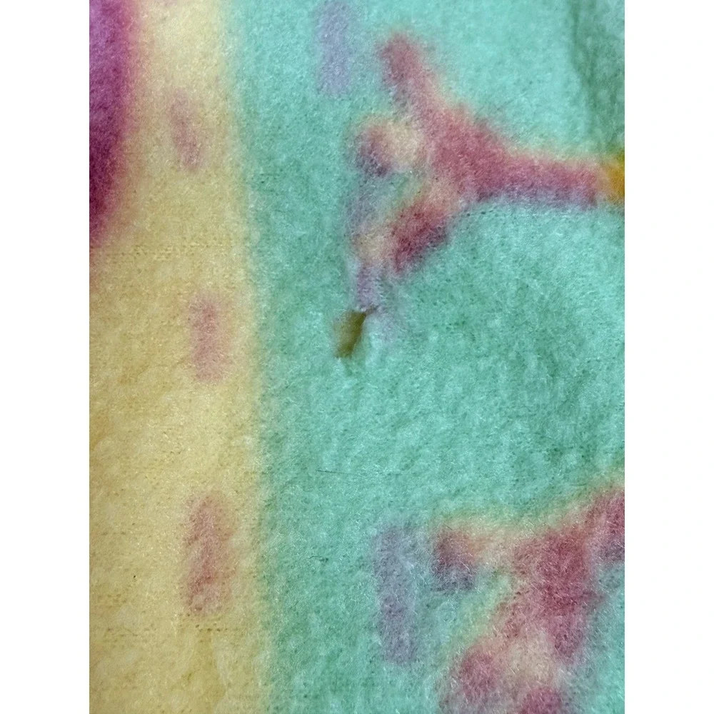 Handmade Fleece Tie Blanket Baby Duck Teddy Bear Pink Yellow Blue 56x32 Throw